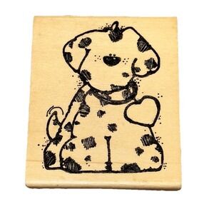 Vintage 1993 Hooks Lines & Inkers Wood Mounted Rubber Stamp N04 Rex Dog Heart